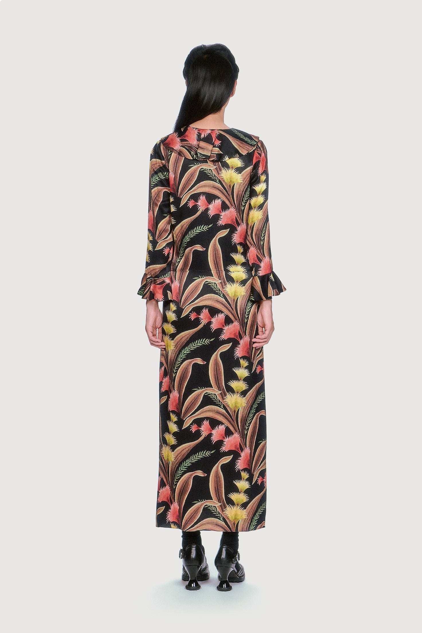 Feather Fern Crinkle Rayon Ruffle Tie Dress - Anna Sui Outlet