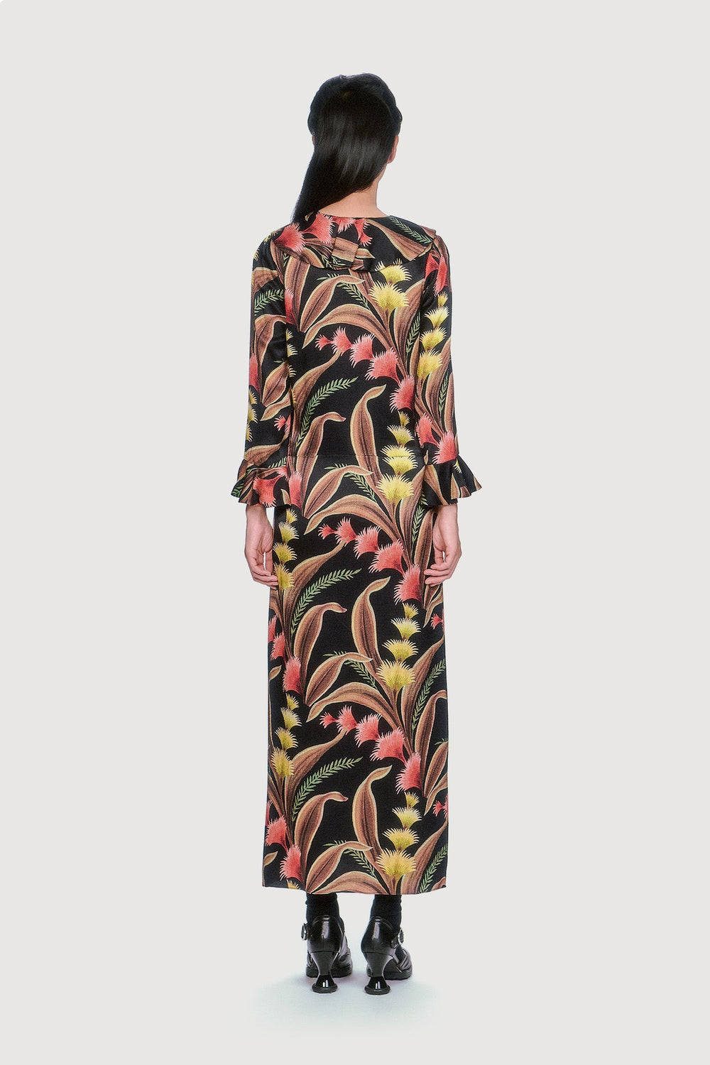 Feather Fern Crinkle Rayon Ruffle Tie Dress - Anna Sui Outlet