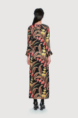 Feather Fern Crinkle Rayon Ruffle Tie Dress - Anna Sui Outlet