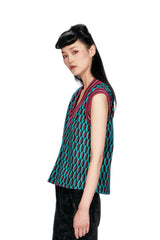 Glitter Geo Jacquard Pullover Vest - Anna Sui Online