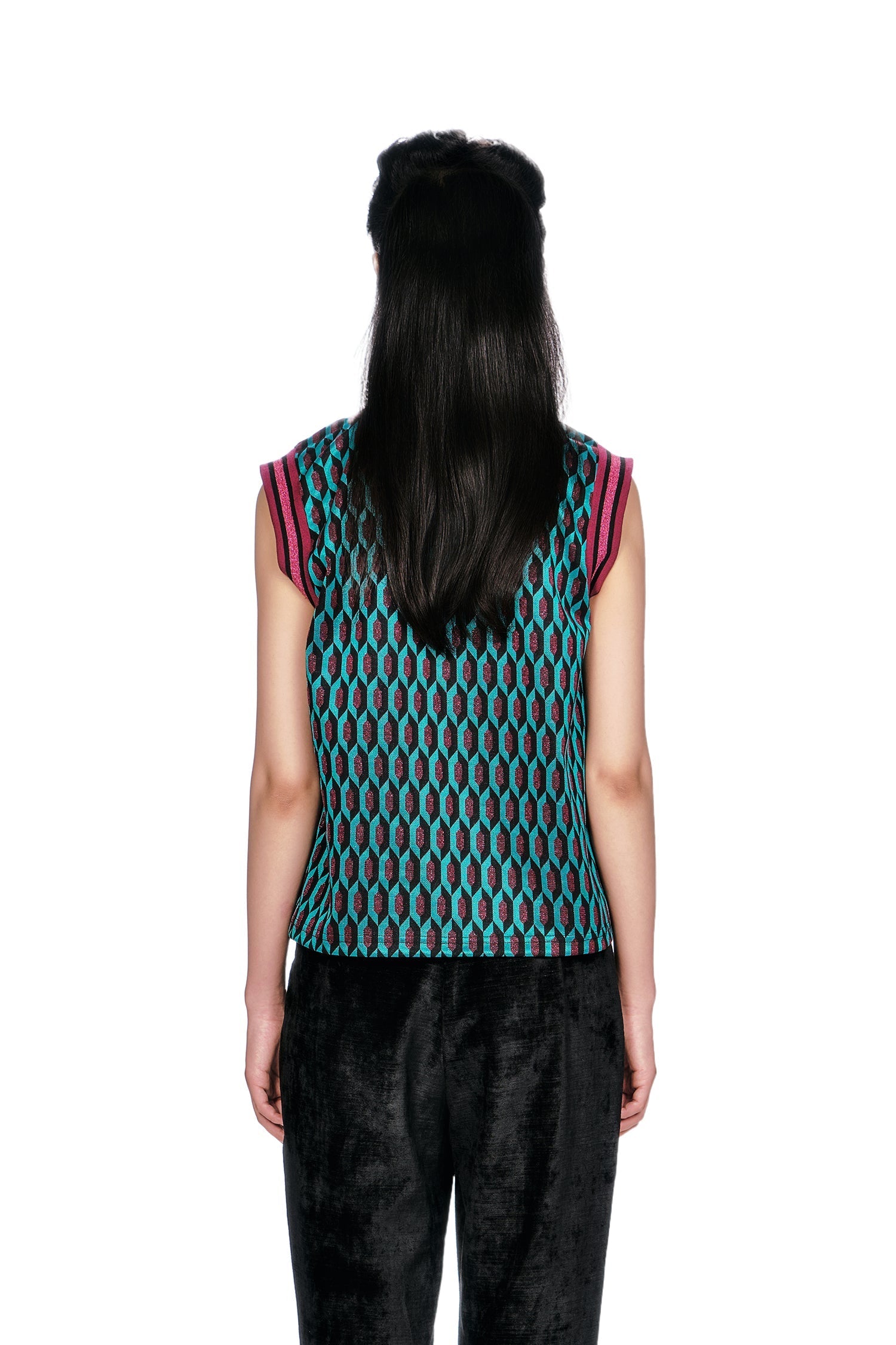 Glitter Geo Jacquard Pullover Vest - Anna Sui Online