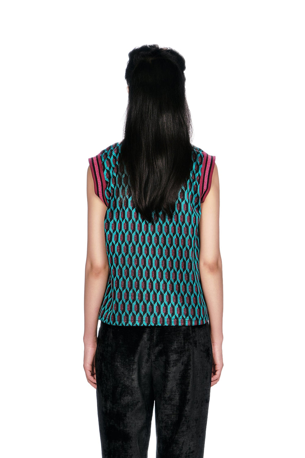 Glitter Geo Jacquard Pullover Vest - Anna Sui Online