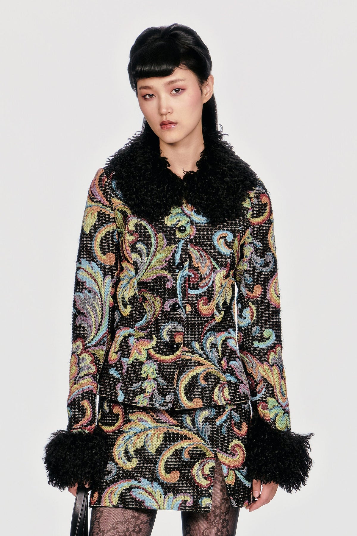 Tapestry Faux Fur Jacket - Anna Sui Sale