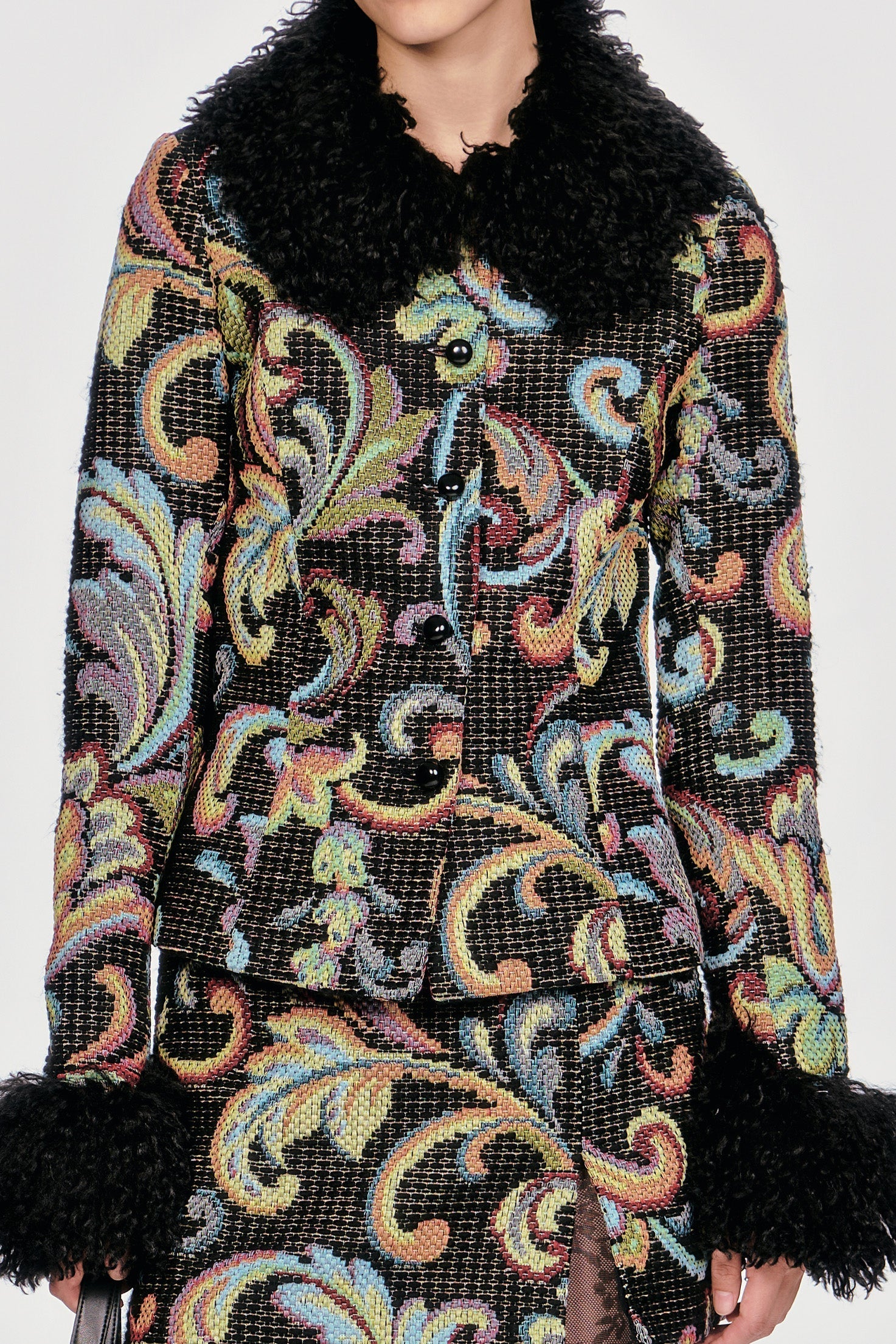 Tapestry Faux Fur Jacket - Anna Sui Sale