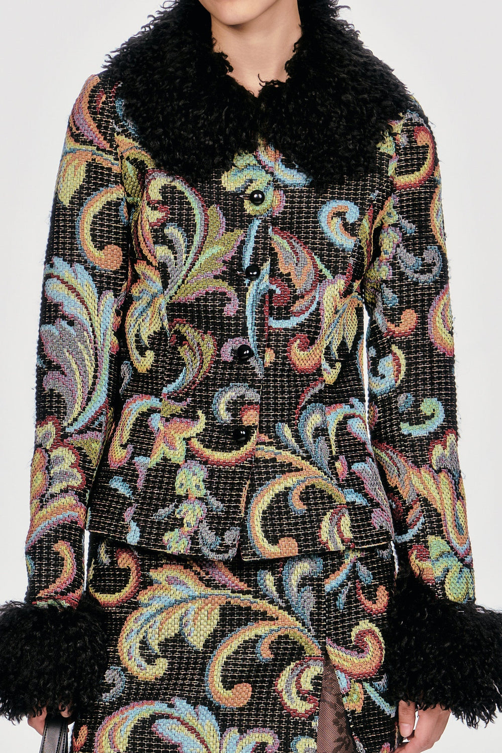 Tapestry Faux Fur Jacket - Anna Sui Sale
