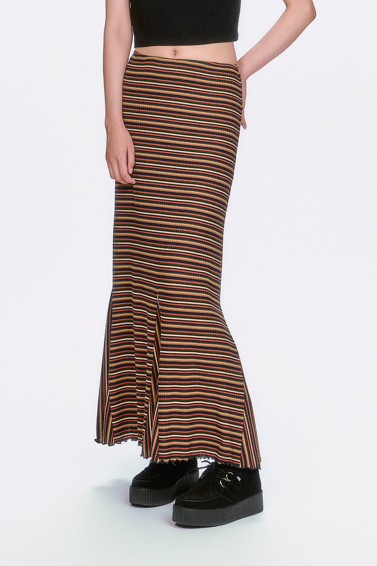 Venetian Stripe Trumpet Skirt - Caramel - Anna Sui Sale