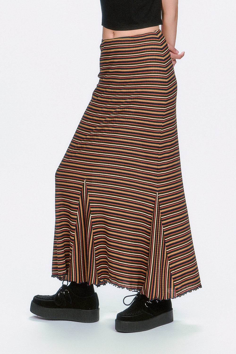 Venetian Stripe Trumpet Skirt - Caramel - Anna Sui Sale