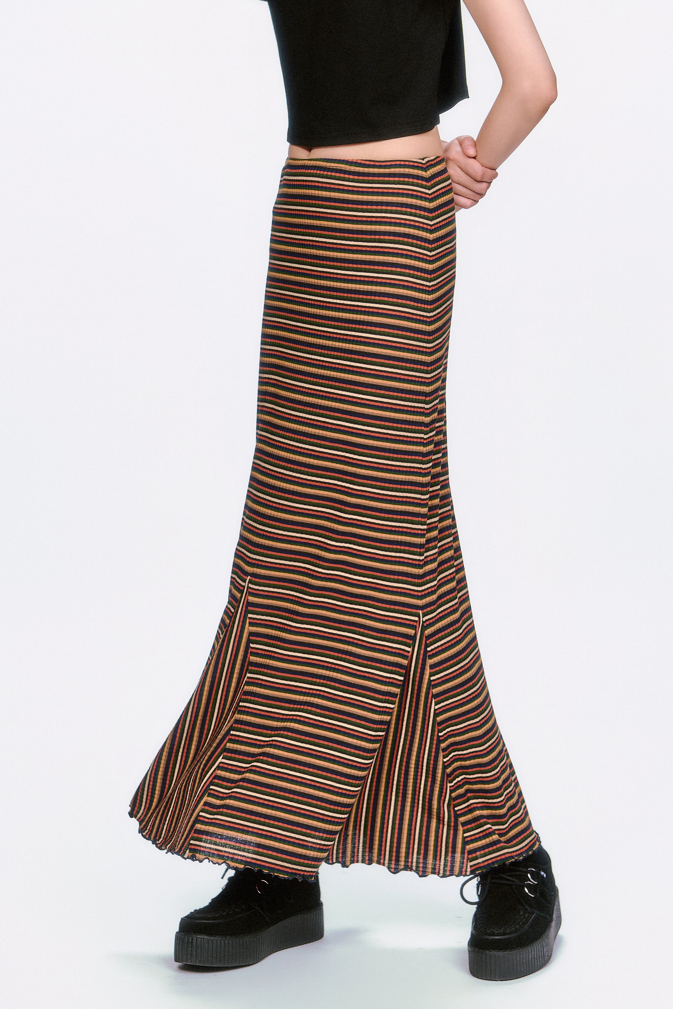 Venetian Stripe Trumpet Skirt - Caramel - Anna Sui Sale