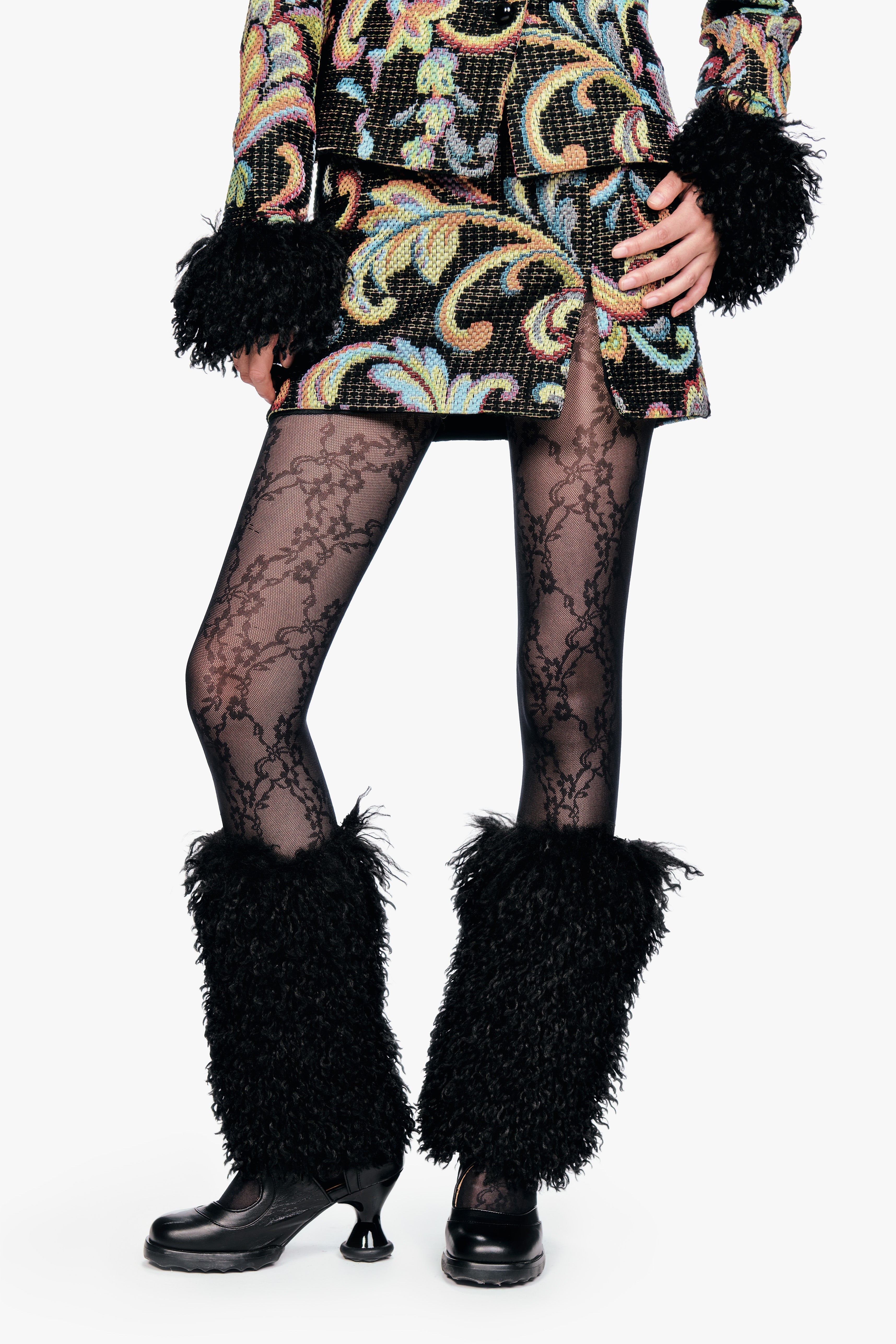 Faux Fur Leg Warmers - Black - Anna Sui US