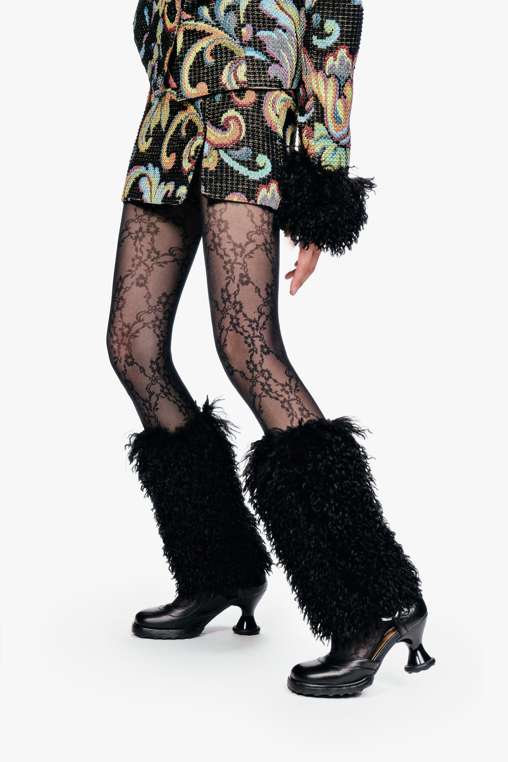 Faux Fur Leg Warmers - Black - Anna Sui US