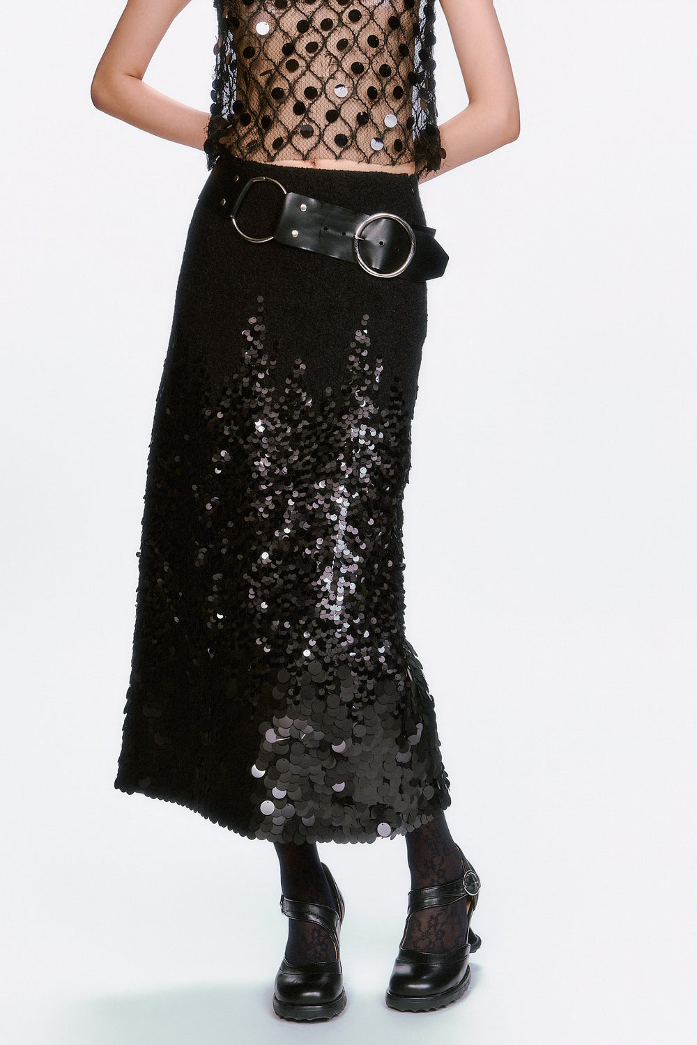 O-Ring Leather Belt - Black - Anna Sui Discount