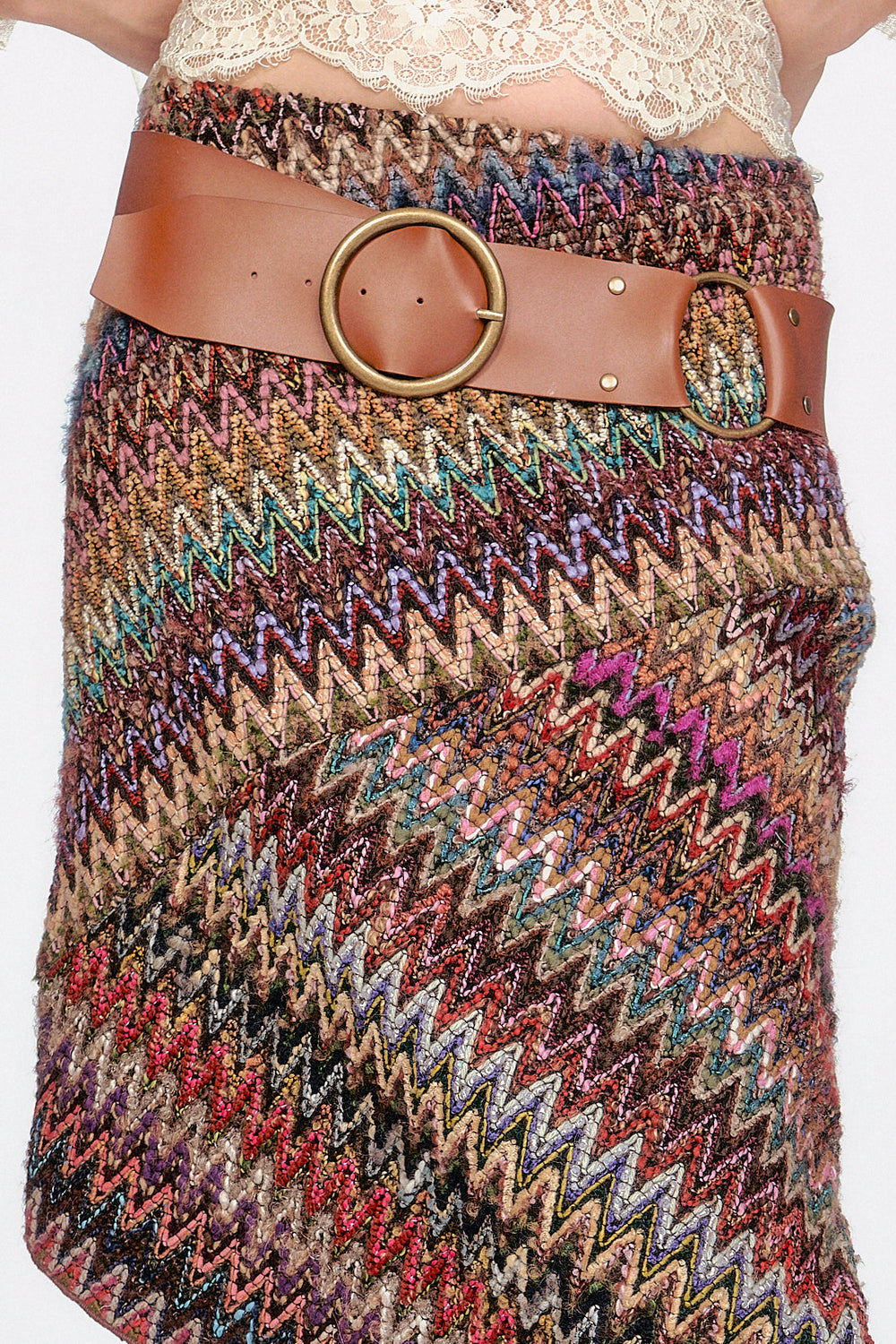 O-Ring Leather Belt - Oak - Anna Sui Outlet