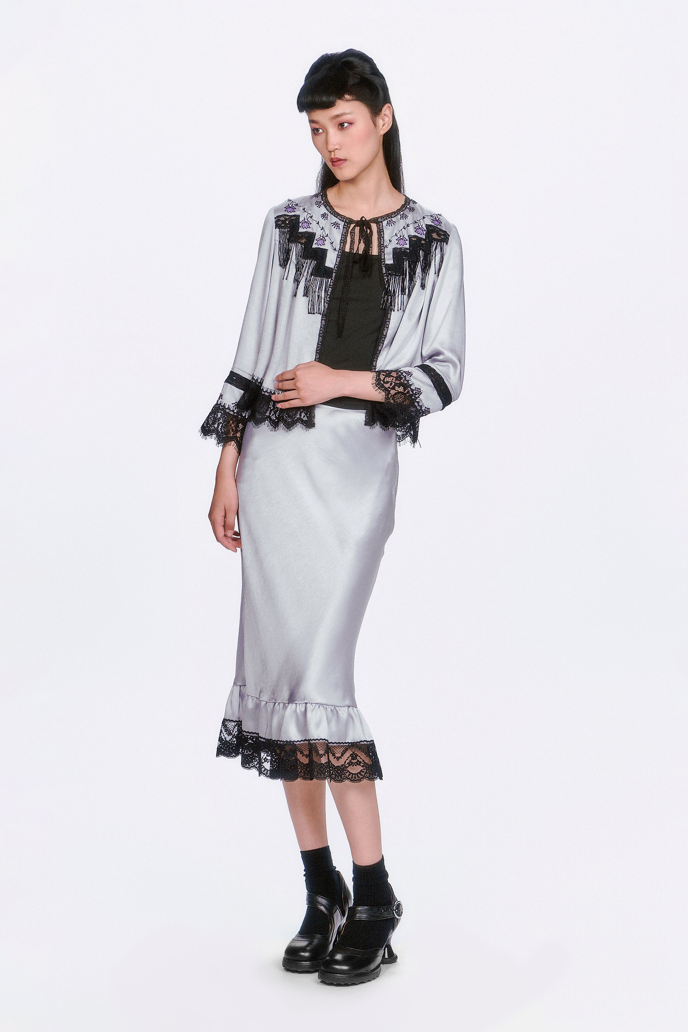 Boudoir Satin Lace Skirt - Anna Sui Online