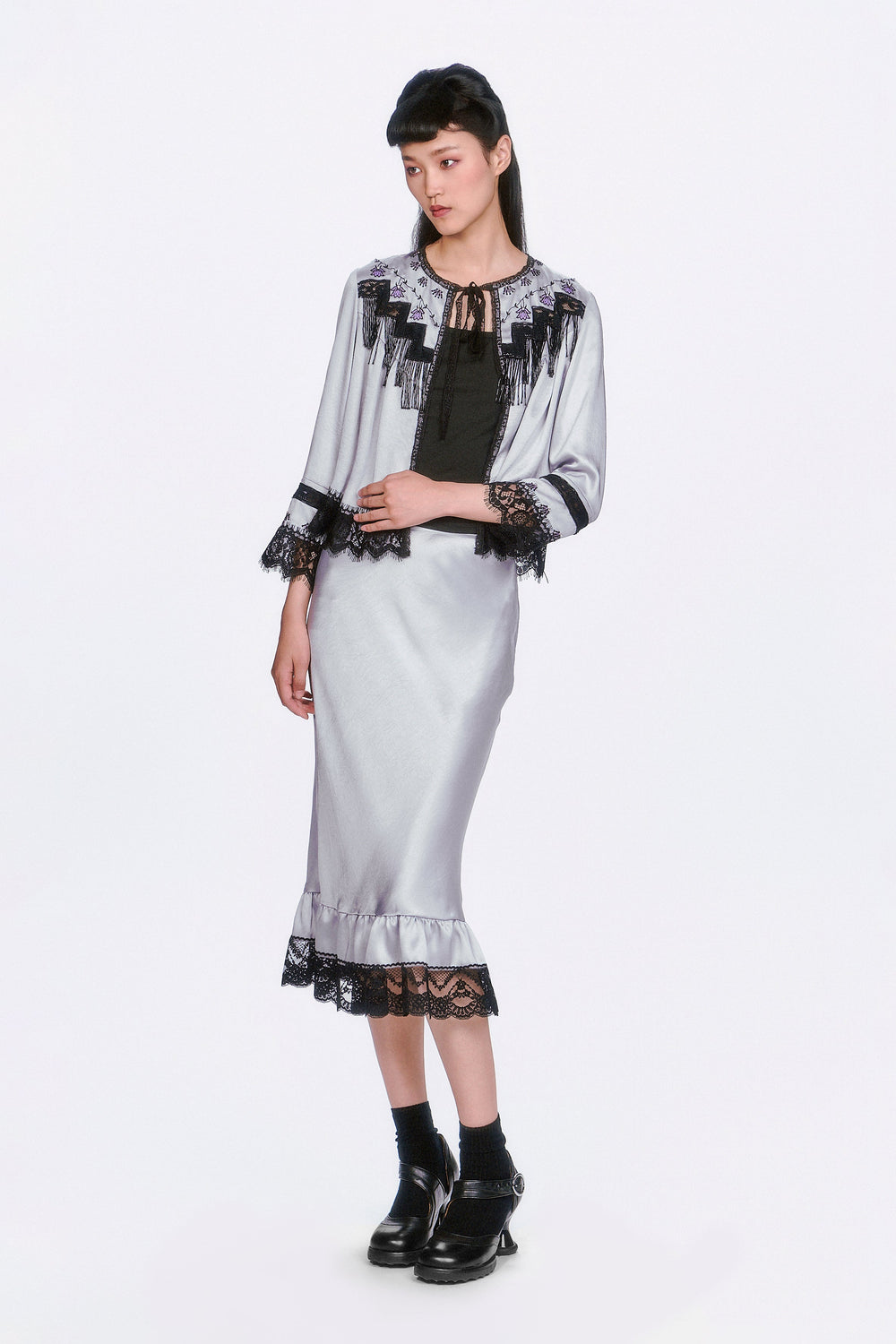 Boudoir Satin Lace Skirt - Anna Sui Online