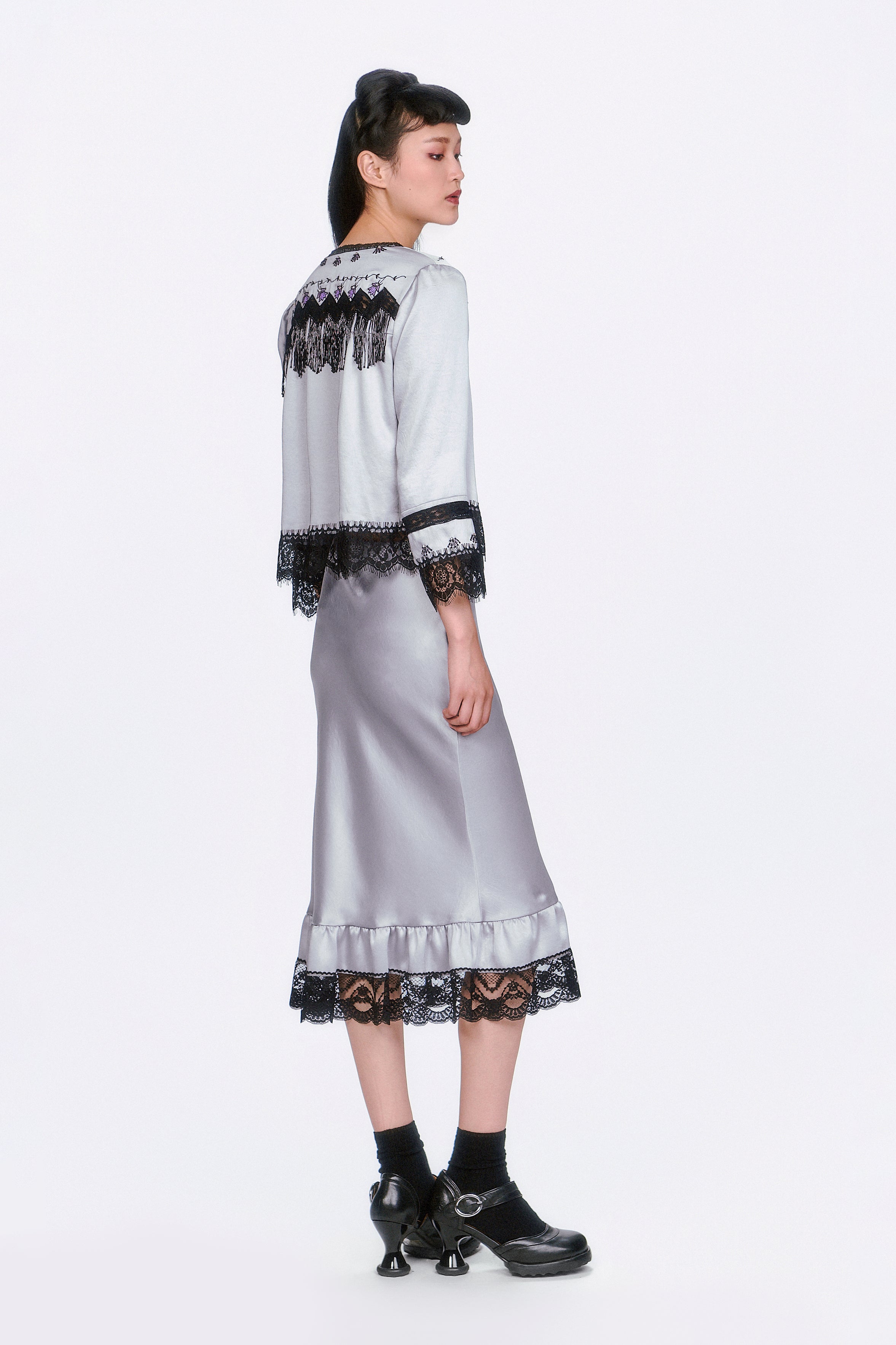 Boudoir Satin Lace Skirt - Anna Sui Online