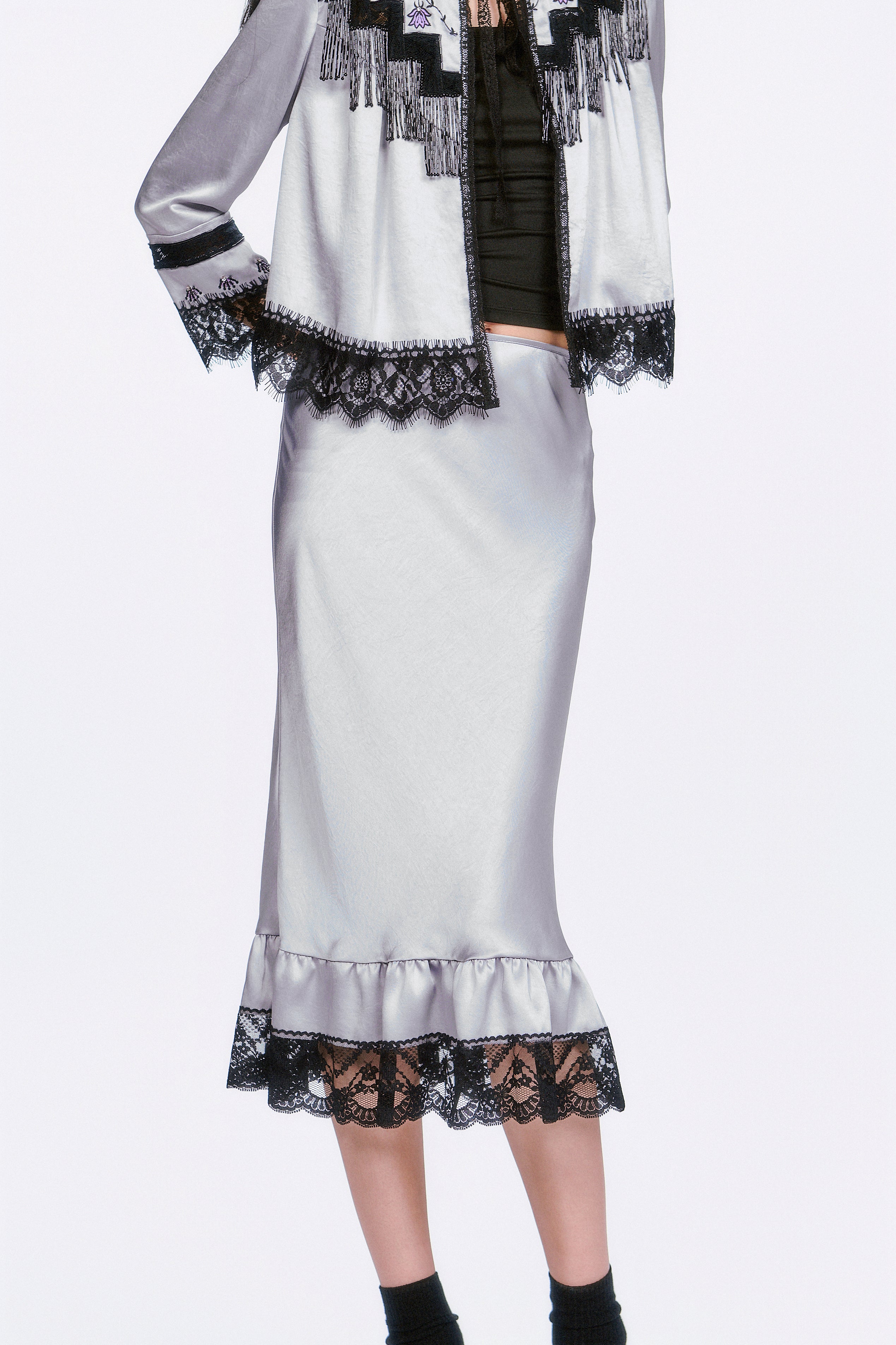 Boudoir Satin Lace Skirt - Anna Sui Online