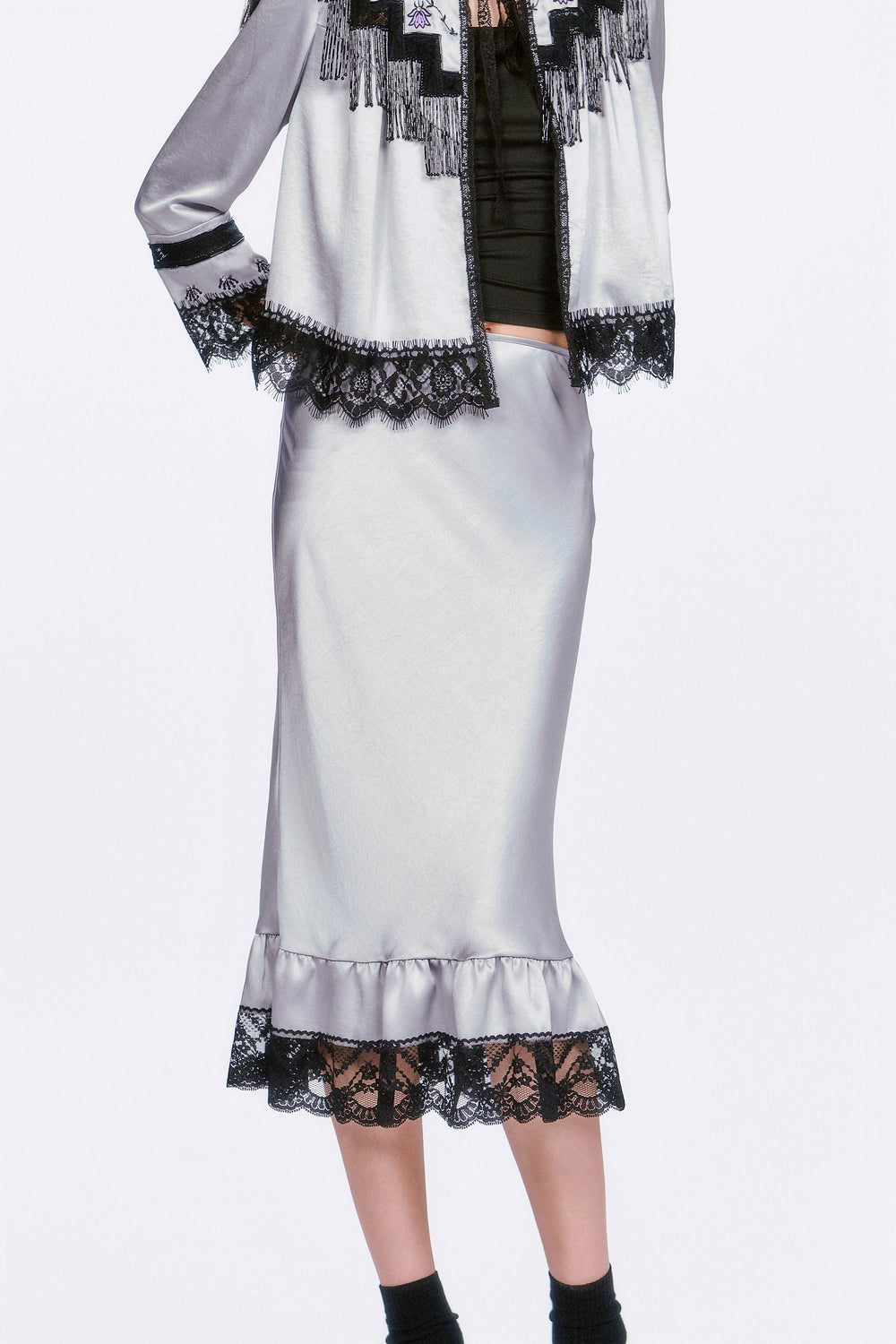 Boudoir Satin Lace Skirt - Anna Sui Online