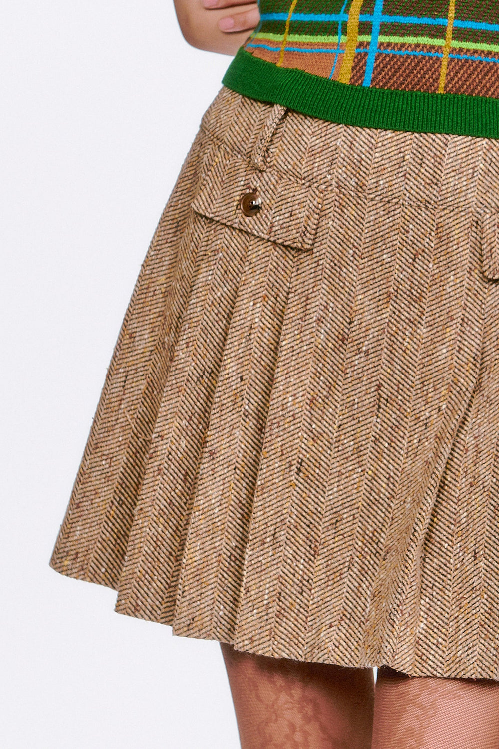 Herringbone Pleated Skirt - Anna Sui Online