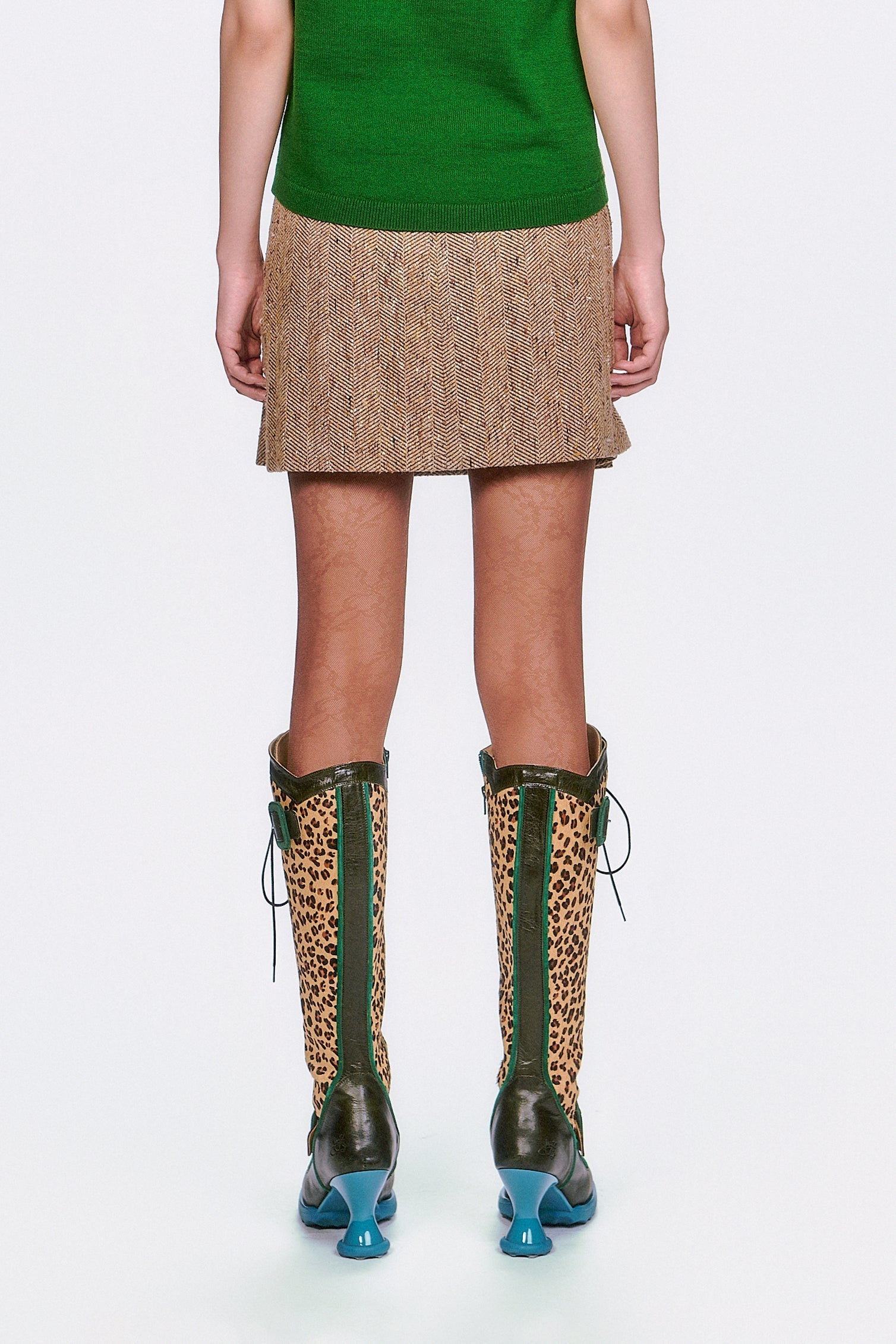 Herringbone Pleated Skirt - Anna Sui Online