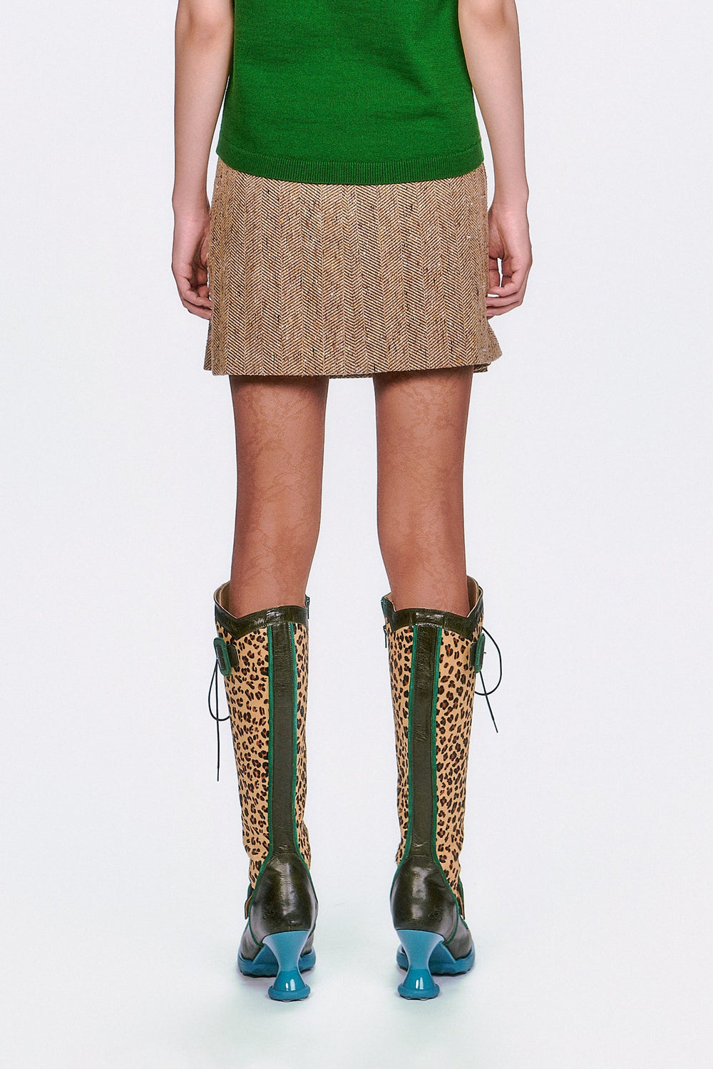 Herringbone Pleated Skirt - Anna Sui Online