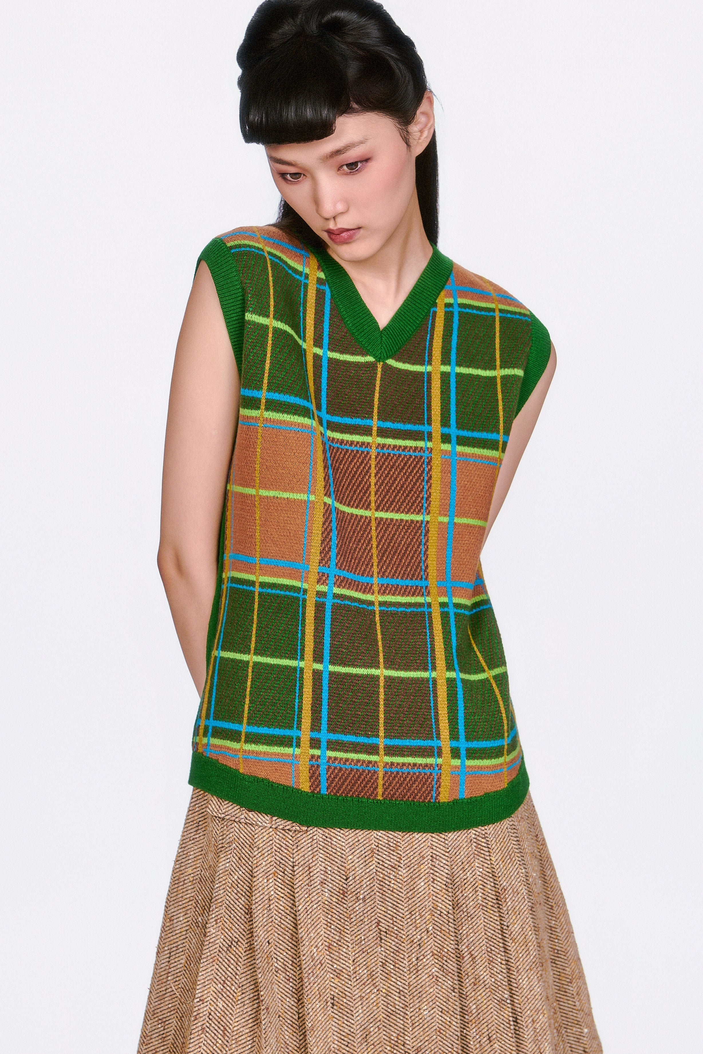 Herringbone Pleated Skirt - Anna Sui Online