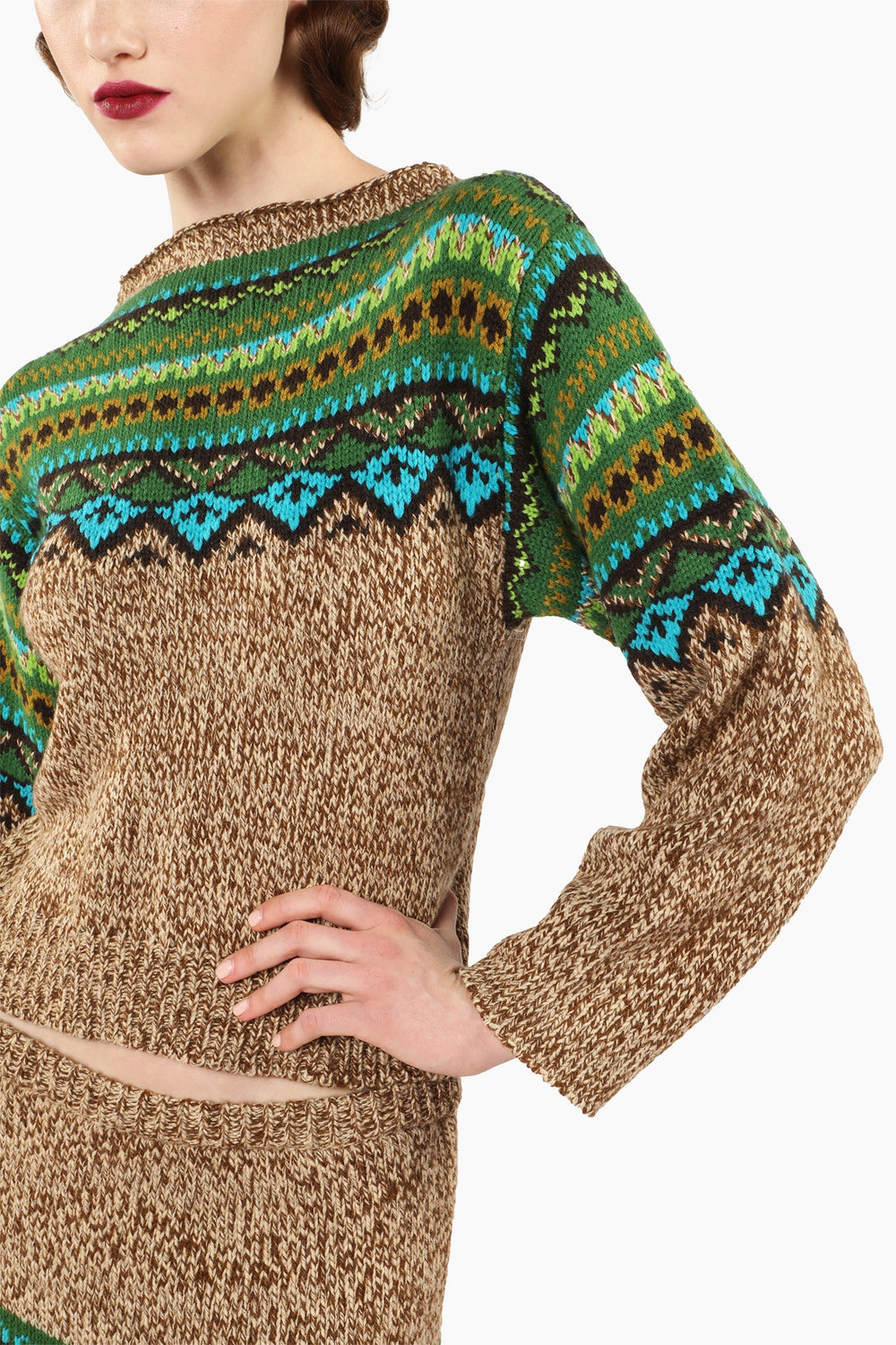 Fair Isle Sweater - Teal - Anna Sui Sale