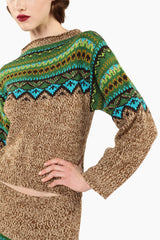 Fair Isle Sweater - Teal - Anna Sui Sale