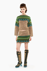 Fair Isle Sweater - Teal - Anna Sui Sale