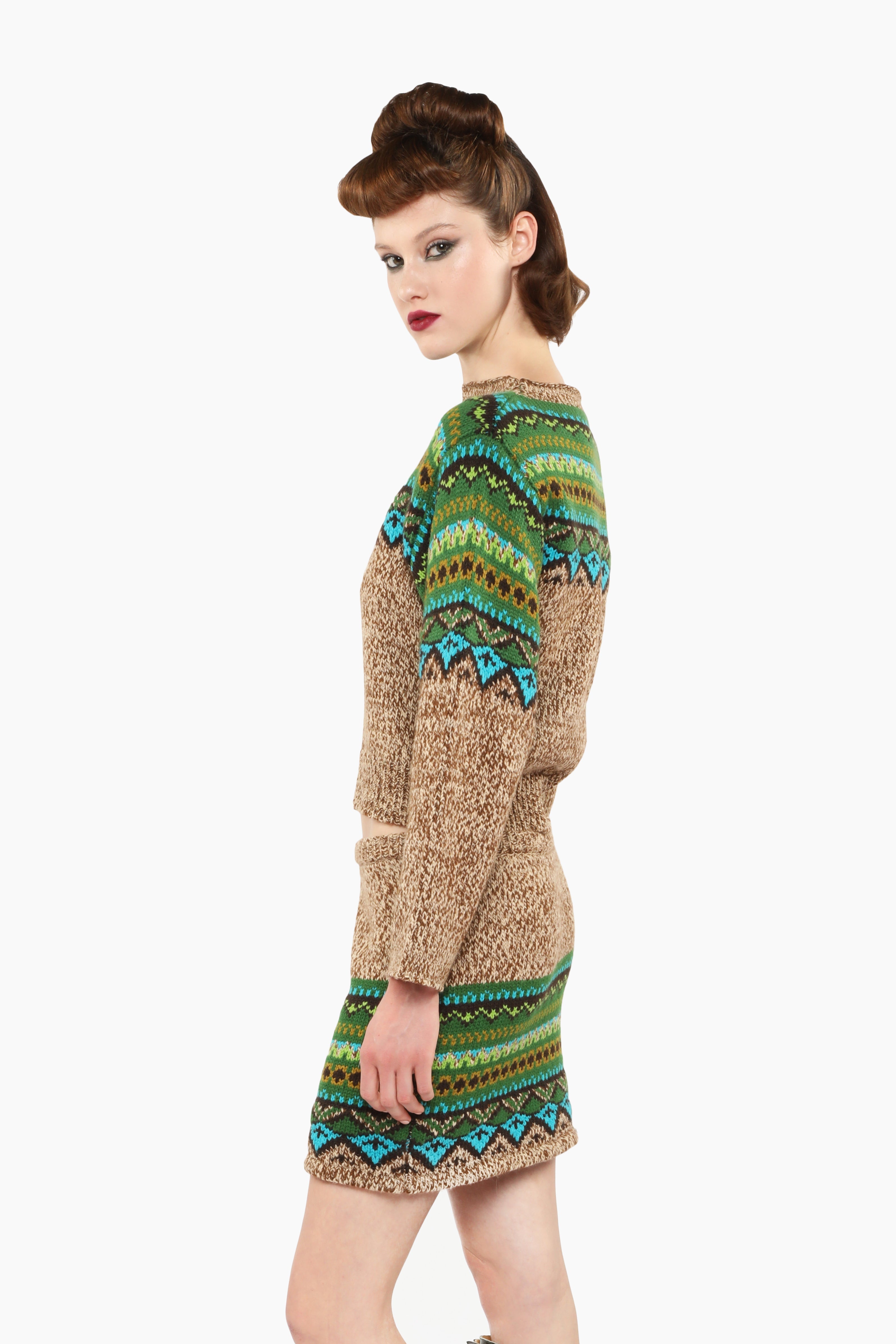 Fair Isle Sweater - Teal - Anna Sui Sale