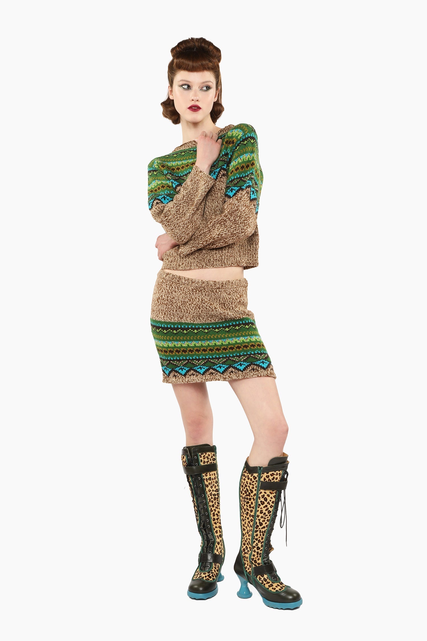 Fair Isle Sweater - Teal - Anna Sui Sale