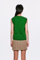 Plaid Sweater Vest - Leaf Green - Anna Sui Online