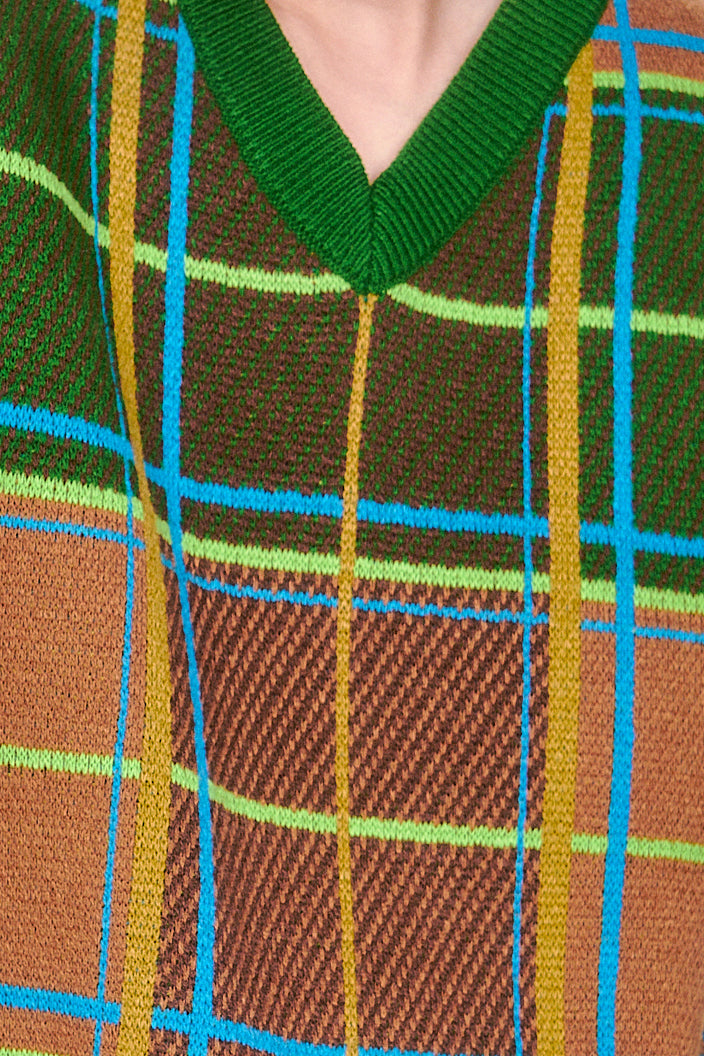 Plaid Sweater Vest - Leaf Green - Anna Sui Online