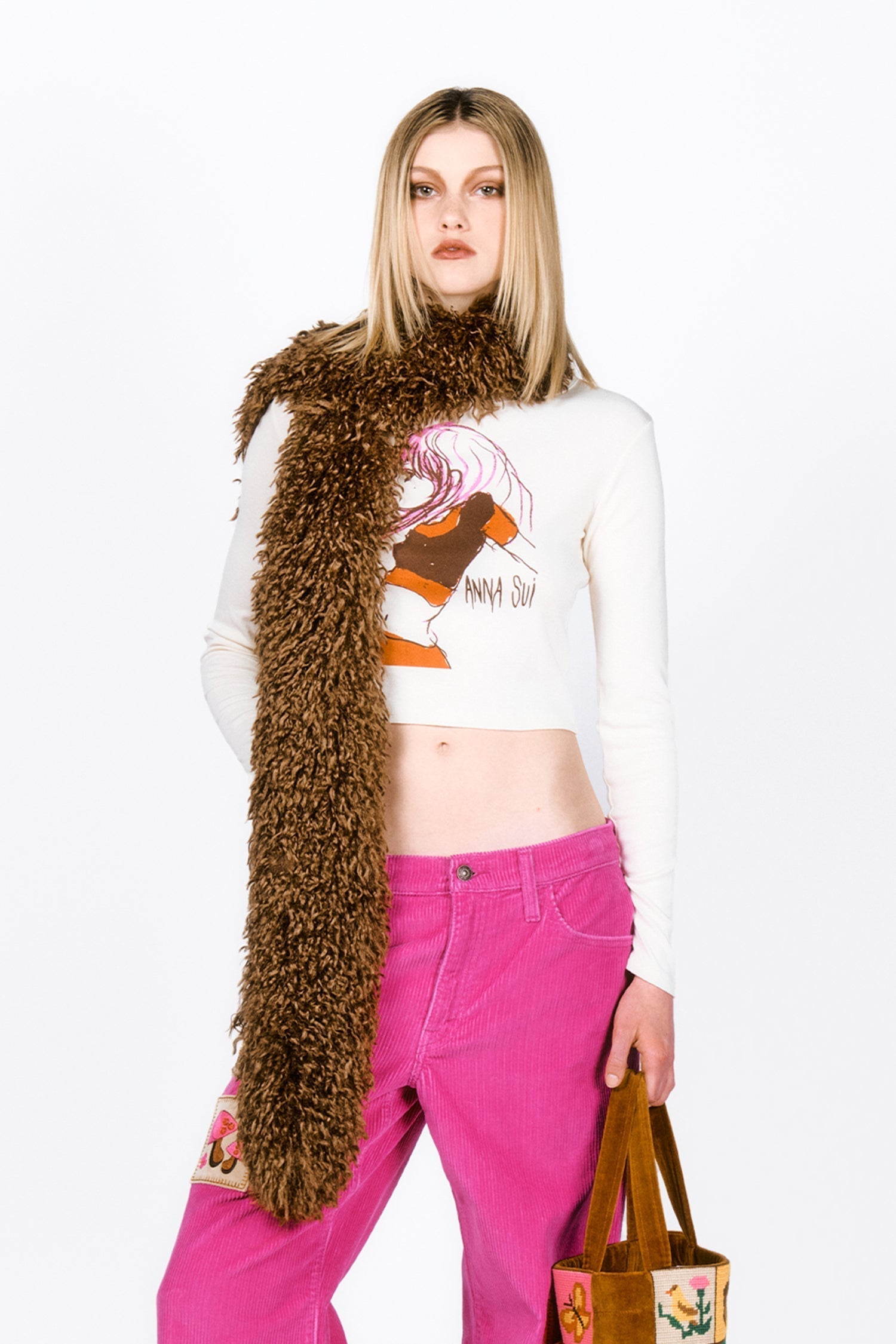 Faux Fur Scarf - Caramel - Anna Sui Sale