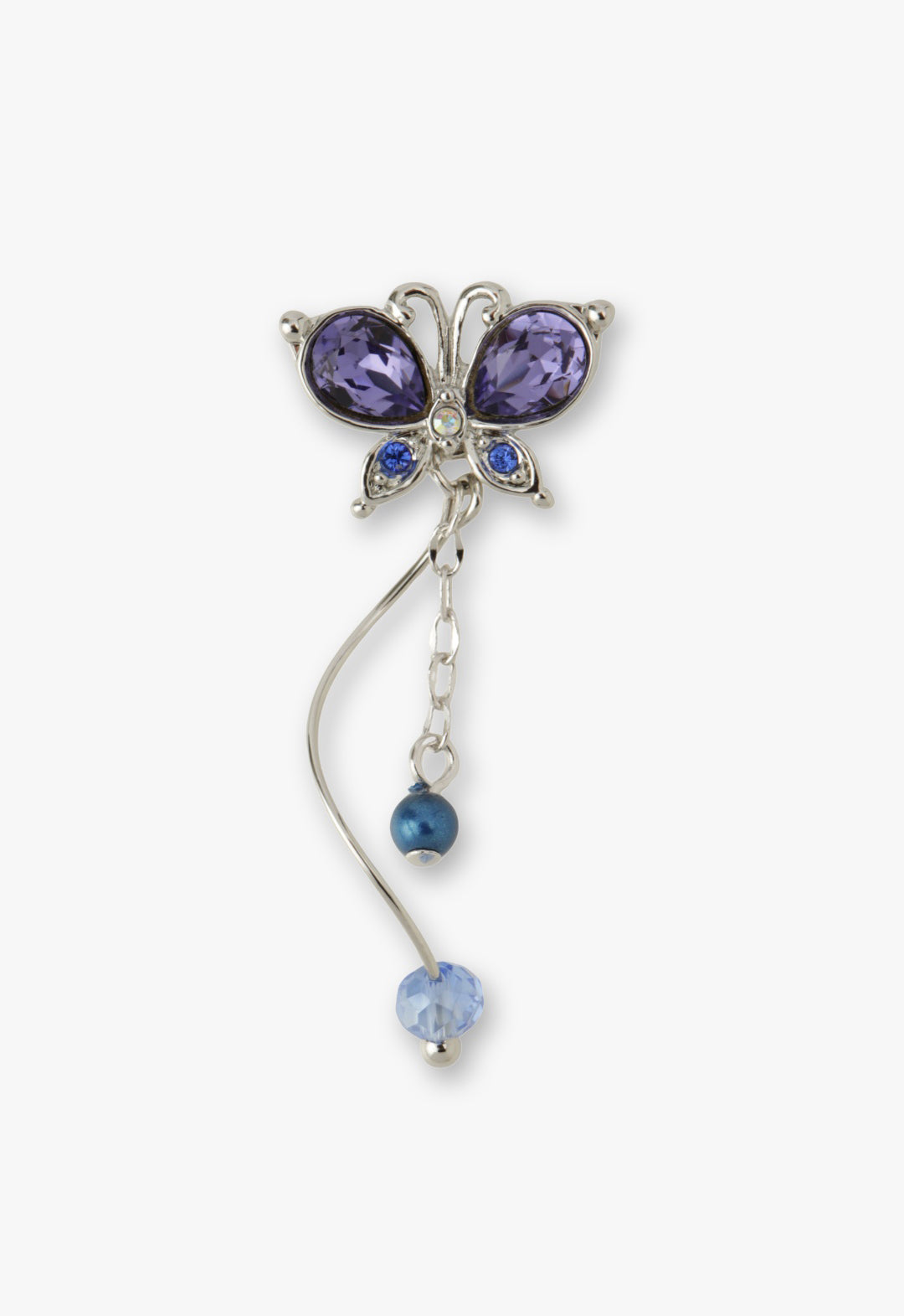 Silver Butterfly Stud Earrings with Detachable Dangle - Anna Sui US