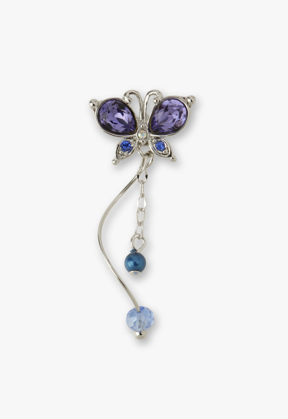 Silver Butterfly Stud Earrings with Detachable Dangle - Anna Sui US