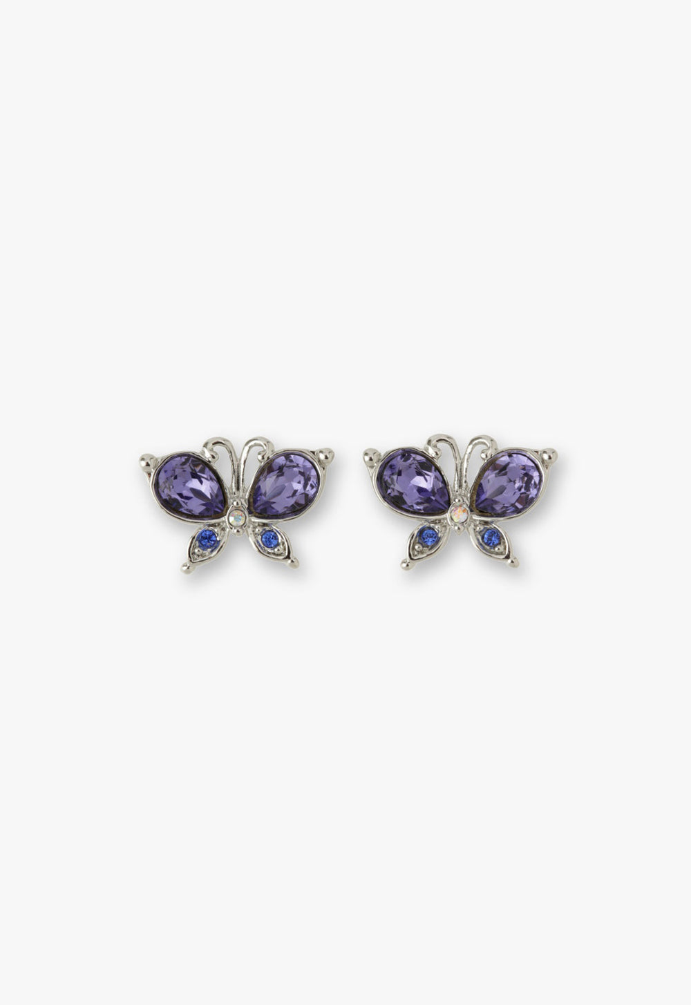 Silver Butterfly Stud Earrings with Detachable Dangle - Anna Sui US