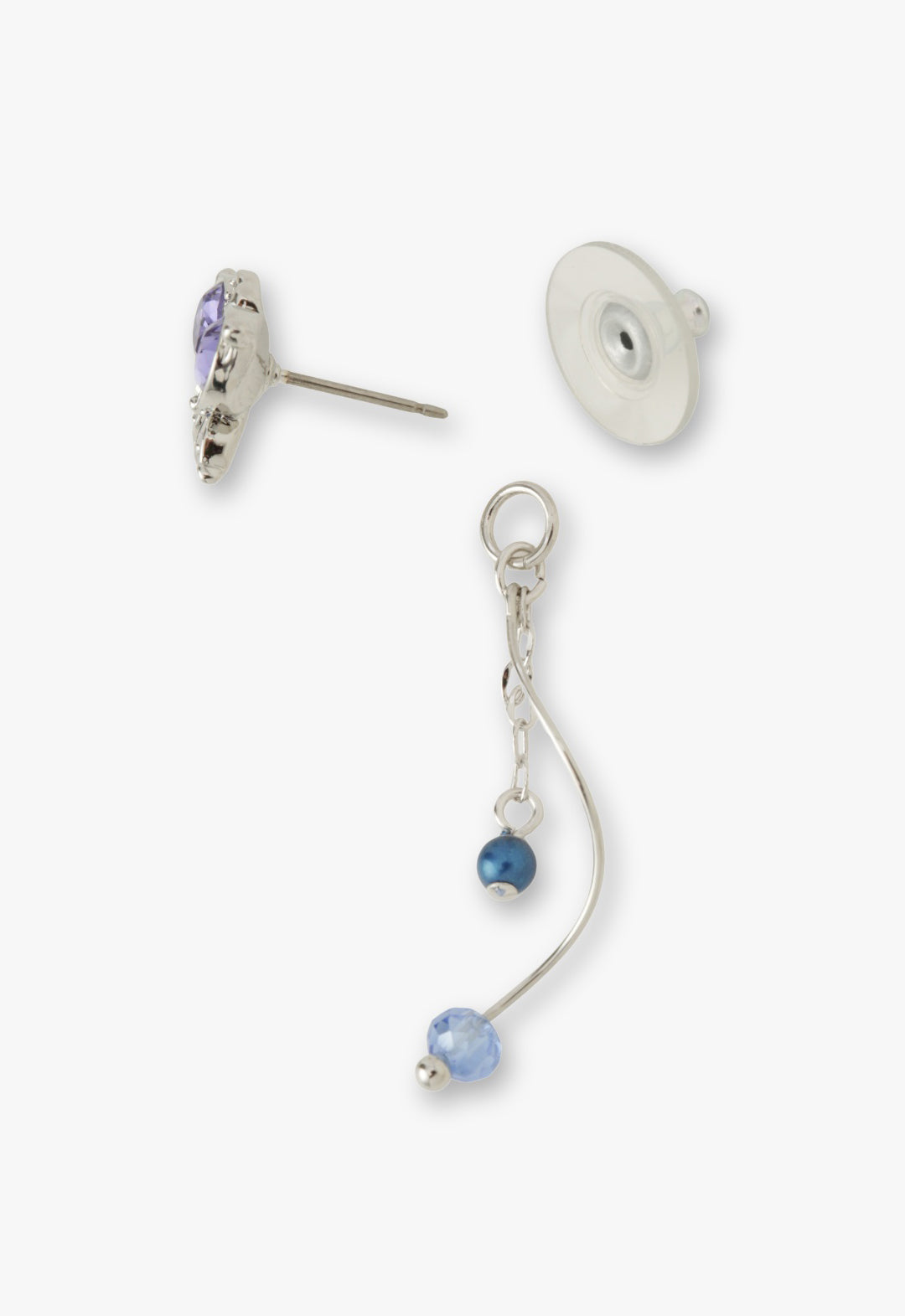 Silver Butterfly Stud Earrings with Detachable Dangle - Anna Sui US