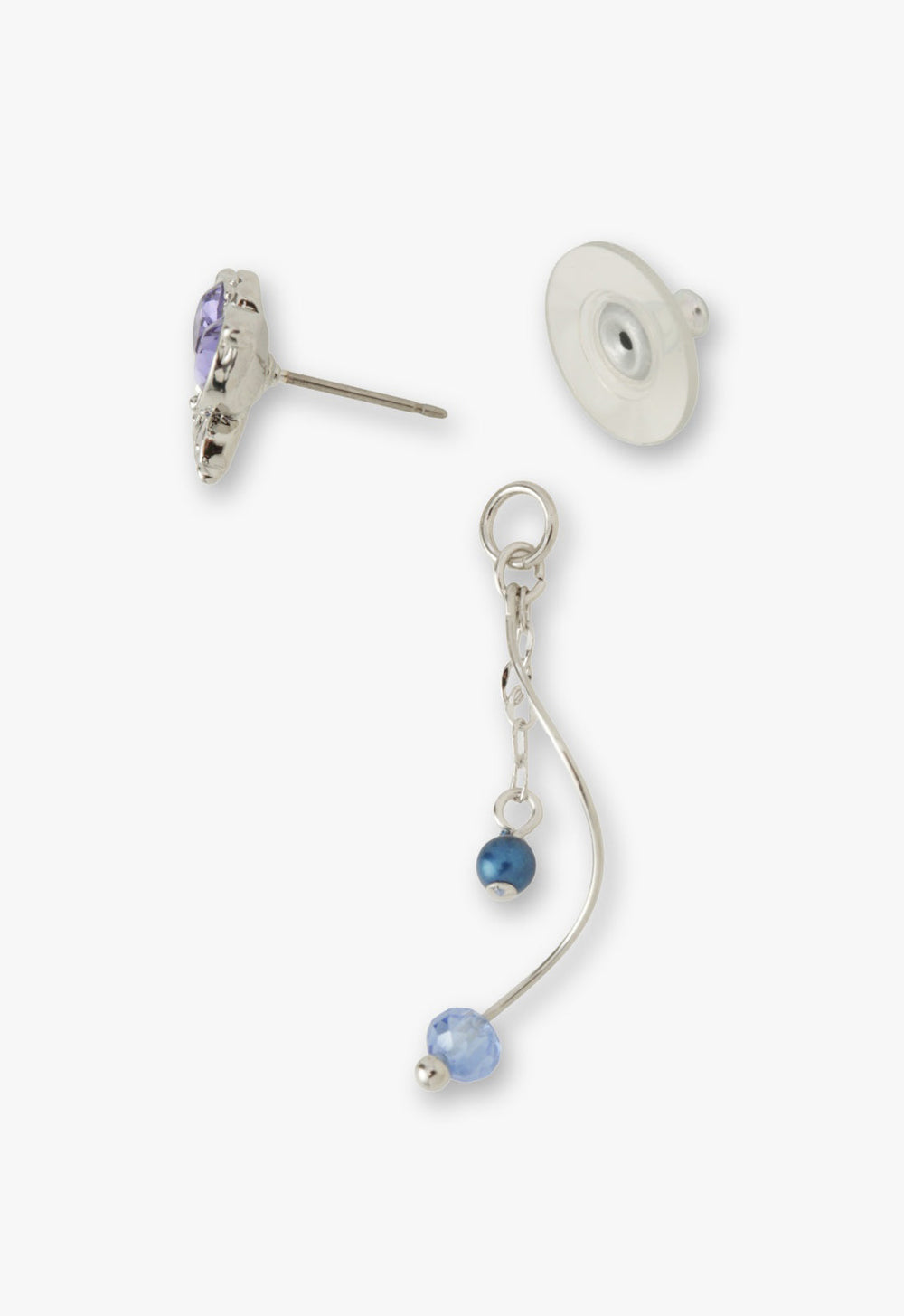 Silver Butterfly Stud Earrings with Detachable Dangle - Anna Sui US