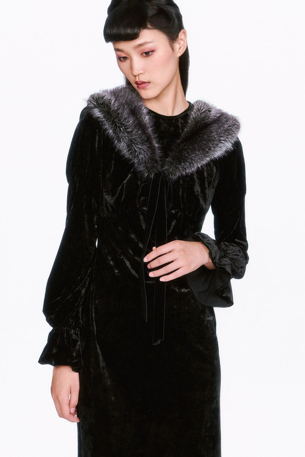 Boudoir Velvet Long Sleeve Dress - Anna Sui US
