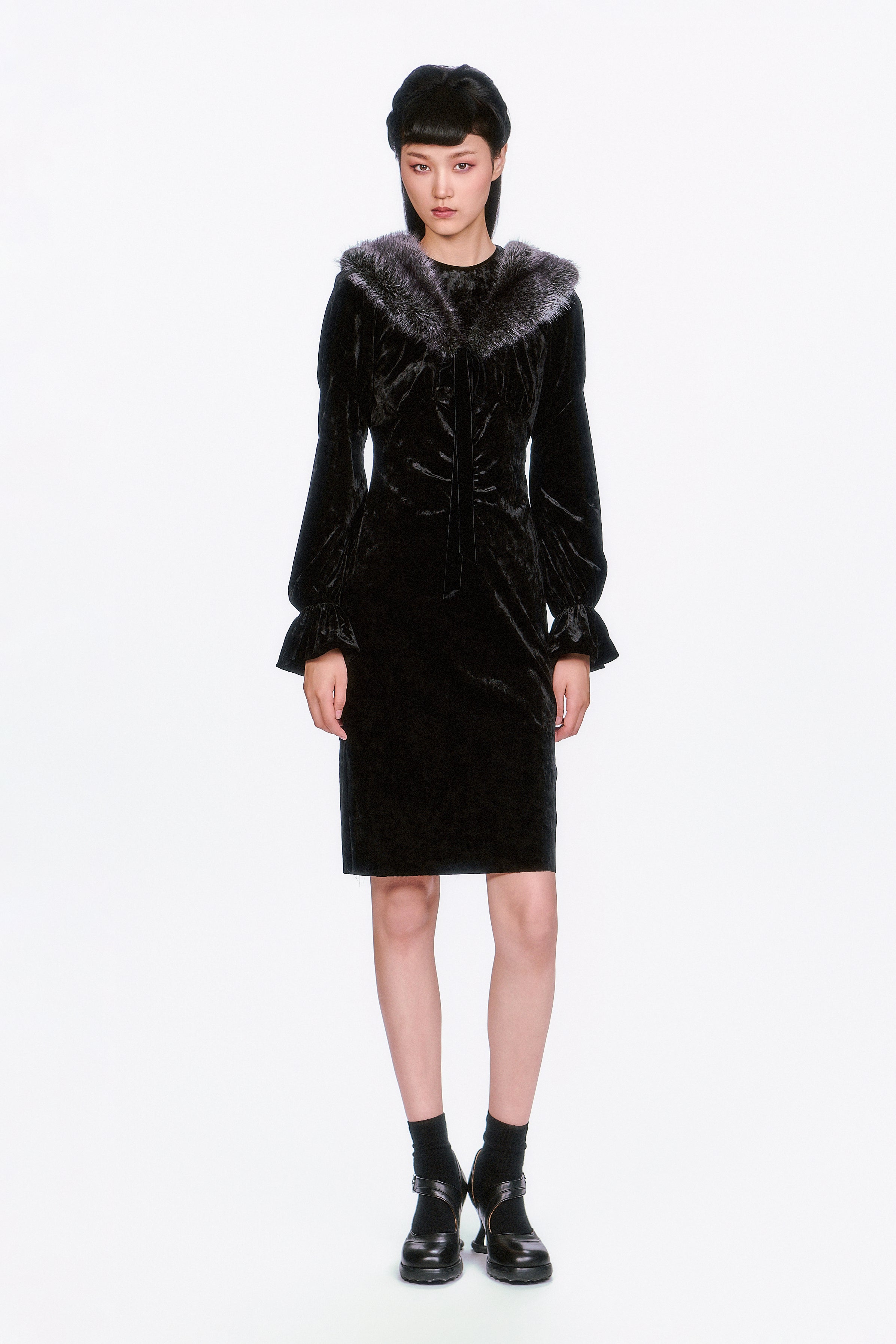 Boudoir Velvet Long Sleeve Dress - Anna Sui US