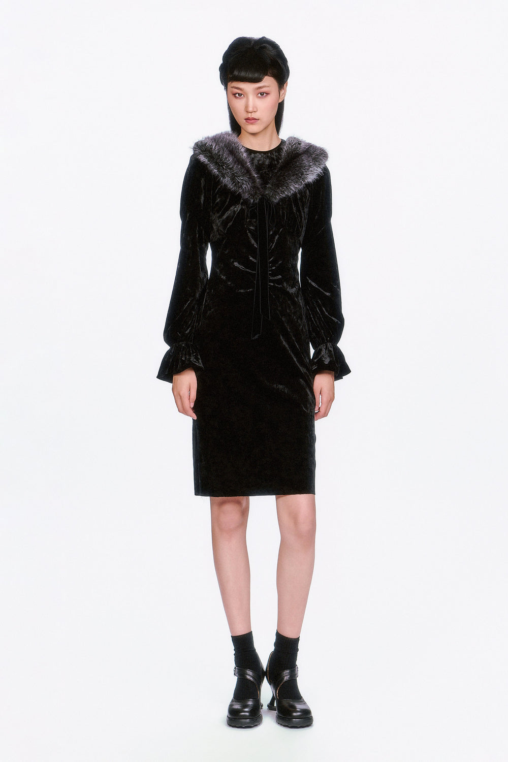 Boudoir Velvet Long Sleeve Dress - Anna Sui US