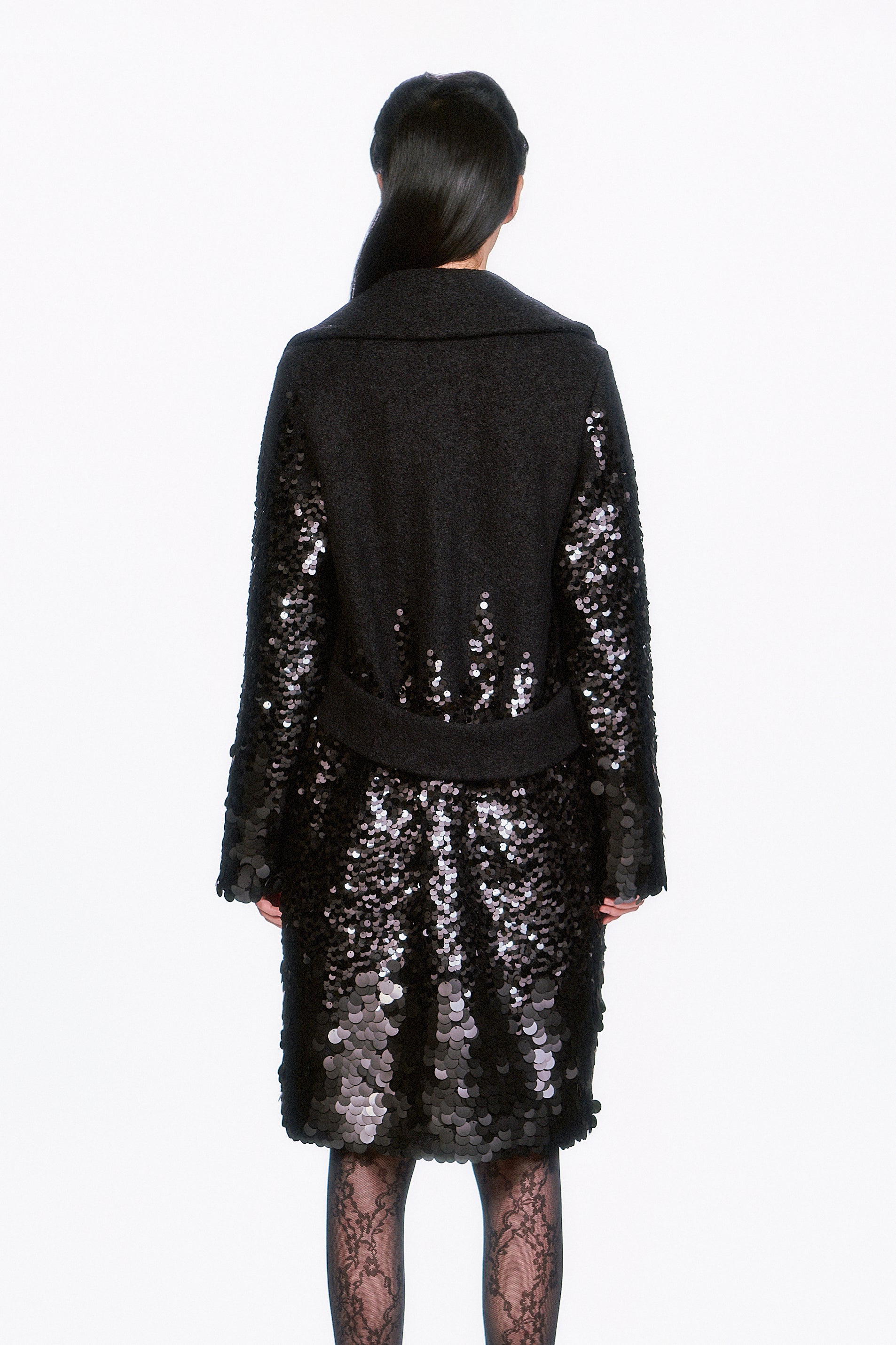 Paillettes Wool Coat - Anna Sui US