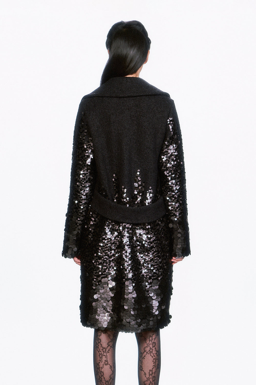 Paillettes Wool Coat - Anna Sui US