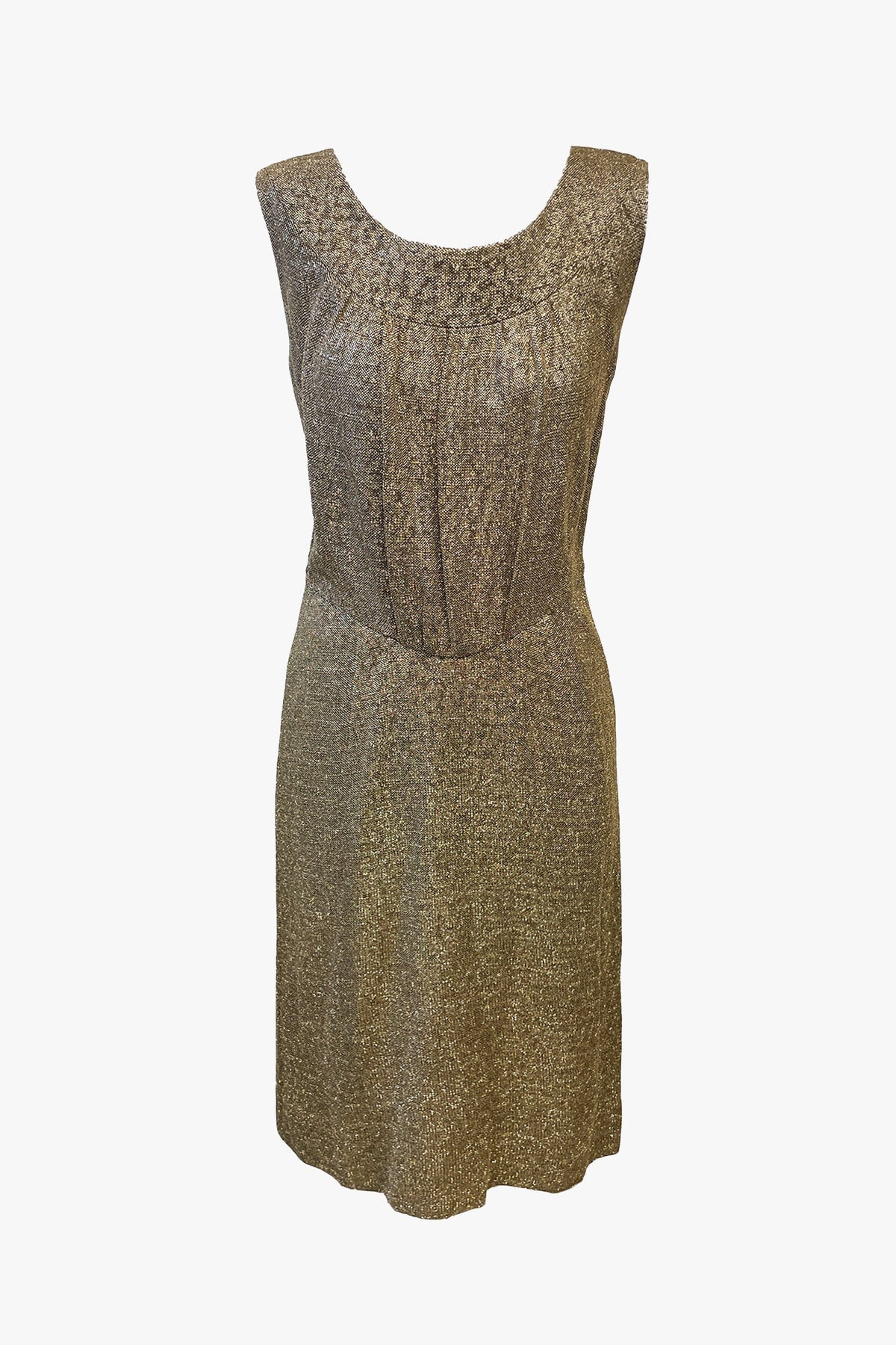 Vintage 60's Gold Metallic Knit Beaded Dress by Irene for D.D. Marsh Originals - Anna Sui Sale