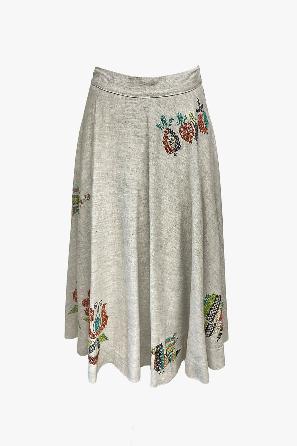 Vintage 60's Circular Hand Embroidered Midi Skirt - Anna Sui Online
