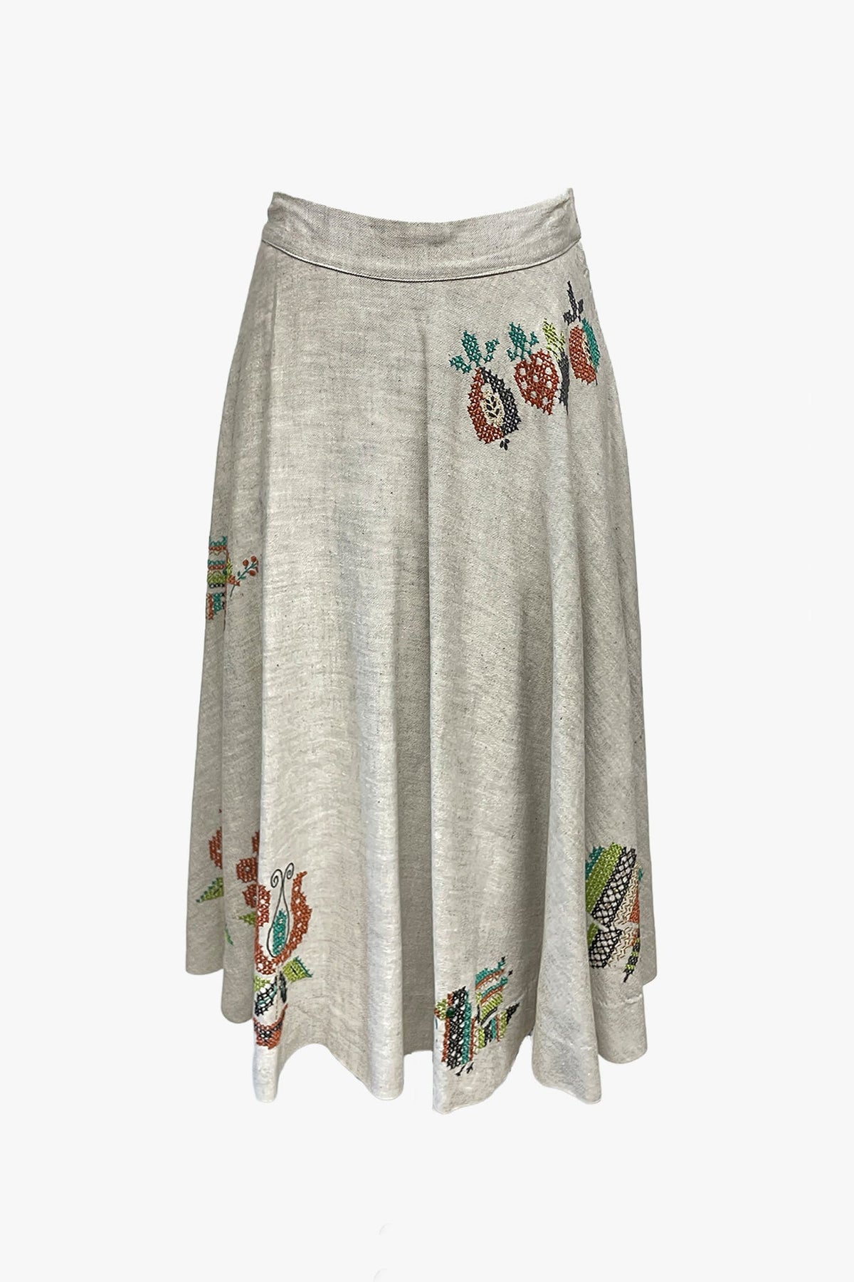 Vintage 60's Circular Hand Embroidered Midi Skirt - Anna Sui Online