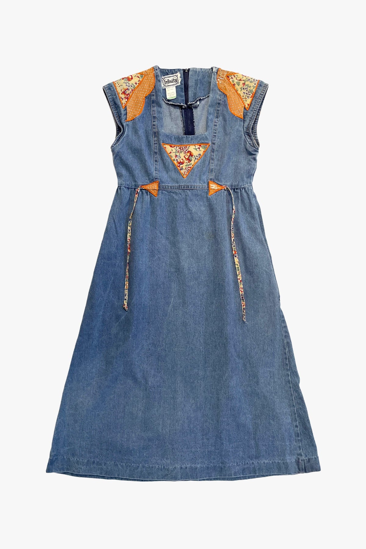 Vintage 70's Infinity Denim Patchwork Appliqué Dress - Anna Sui Discount