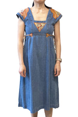 Vintage 70's Infinity Denim Patchwork Appliqué Dress - Anna Sui Discount