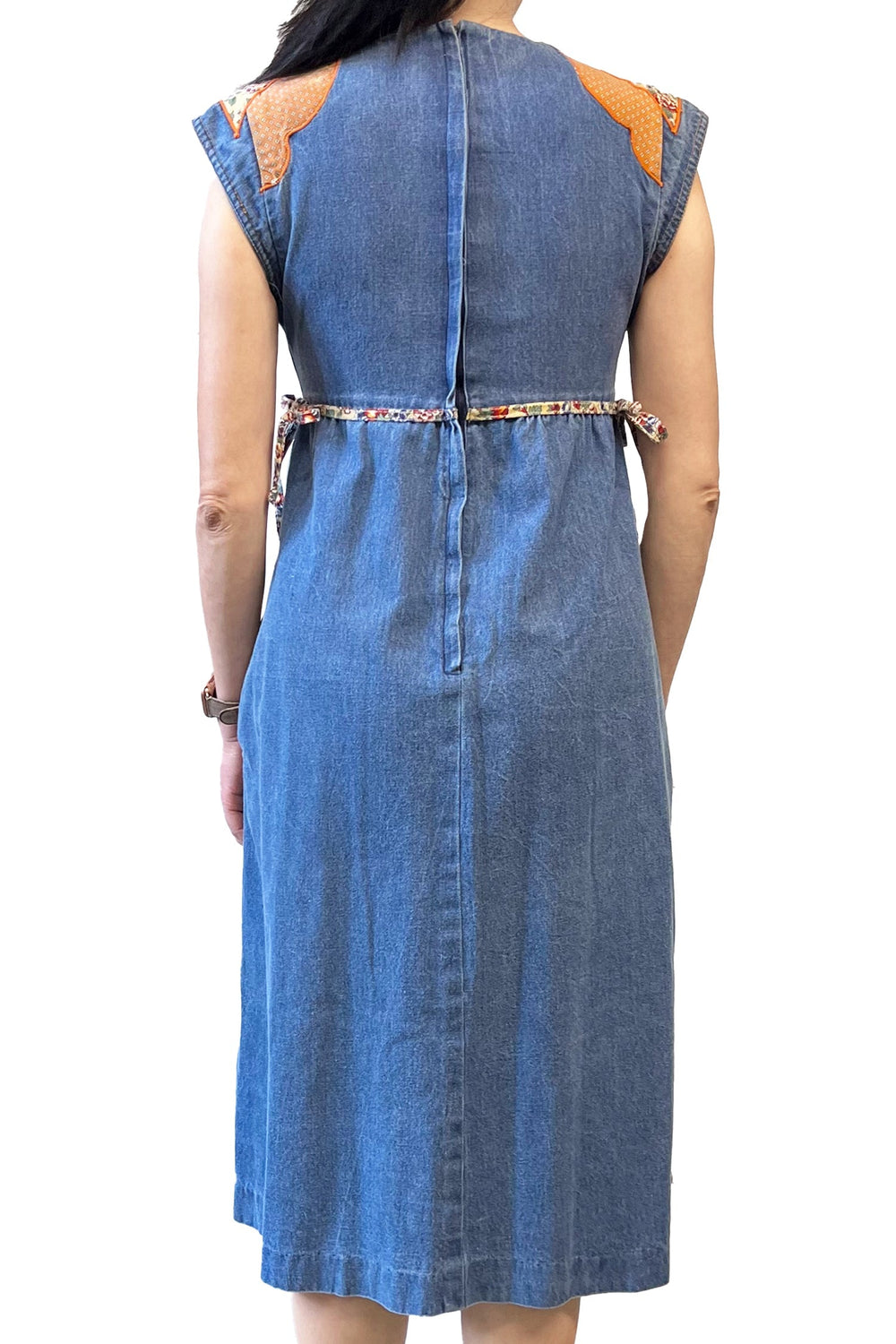 Vintage 70's Infinity Denim Patchwork Appliqué Dress - Anna Sui Discount