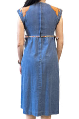 Vintage 70's Infinity Denim Patchwork Appliqué Dress - Anna Sui Discount